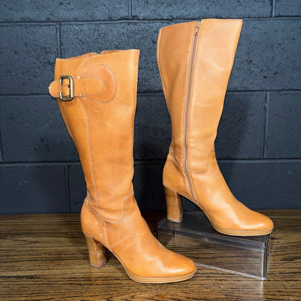 Franco Sarto Tan Leather Knee High Tall Riding Boots Women’s 8